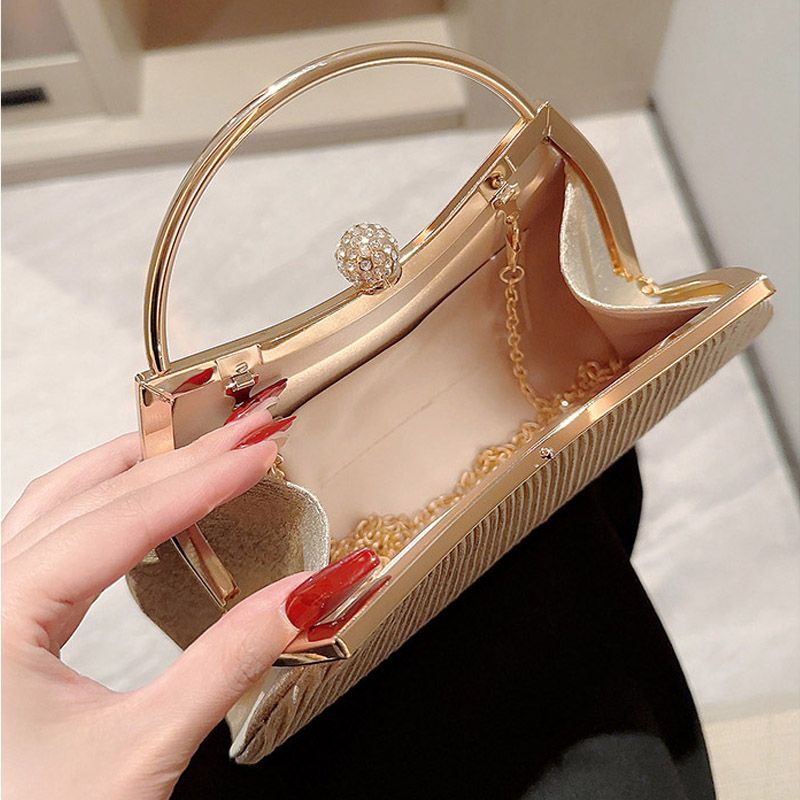 Plissierte Abendhandtasche mit Griff oben, Glitzer, Tages-Clutch für Damen, Hochzeit, Abendessen, gekleidet,_voghion.com