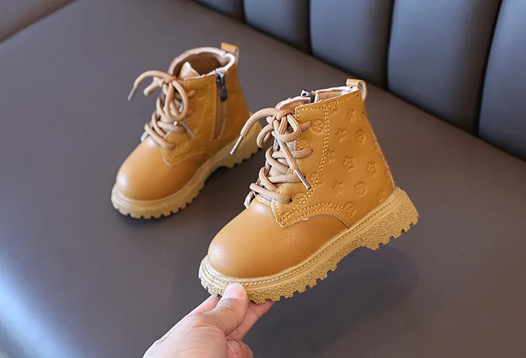 Botas altas de nieve de invierno para niños de moda 2024, zapatos de cuero para niños, lindas botas impermeables hasta los tobillos, botas cálidas para niñas, tallas para bebés_voghion.com
