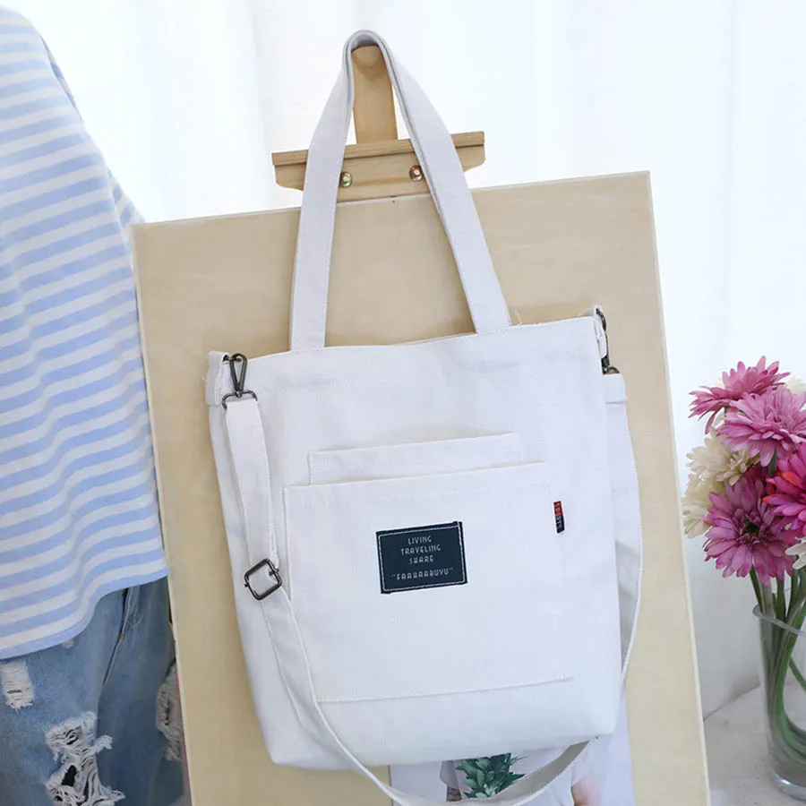 Kordelzug Frauen Handtaschen Große Kapazität Canvas Tasche Vintage Reißverschluss Klappe Schulter Messenger Umhängetaschen Beutel Bolsos_voghion.com