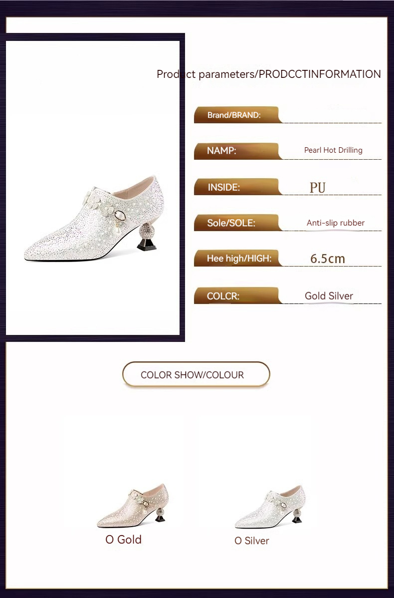 2024 Primavera Nuovo e alla moda Fiore Perla Acqua Diamante Matrimonio Spesso Tacco Profondo Bocca Singola Scarpe Tacco Alto da Donna_voghion.com