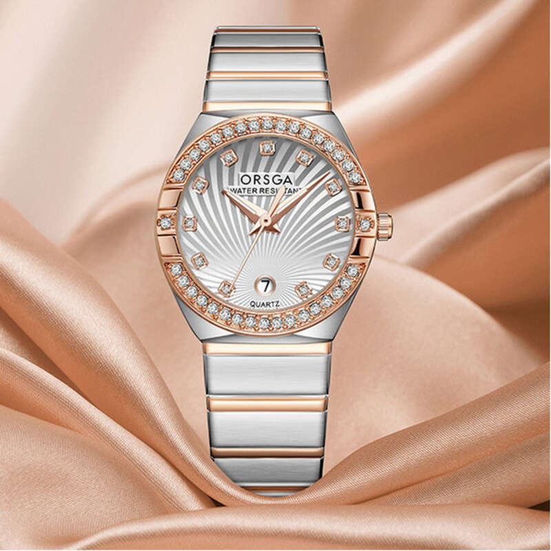 Oushijia Light Luxury Diamond Set Calendar Women's High End Solid Steel Live Fashion Quartz Watch_voghion.com