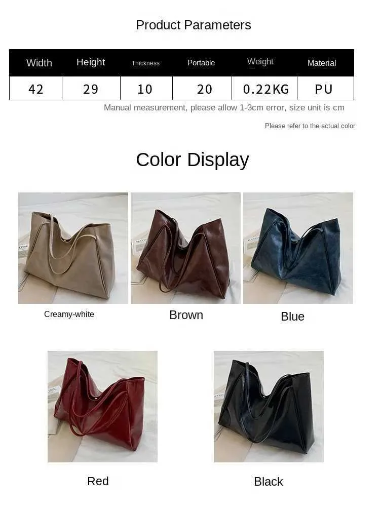 Casual Pu Leather Shoulder Bag Solid Colour Tote For Women_voghion.com