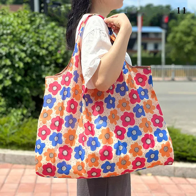 Oxford Cloth Folding Big Portable Storage Large-capacity Washable Reusable Foldable Shopping Bag Handbags_voghion.com