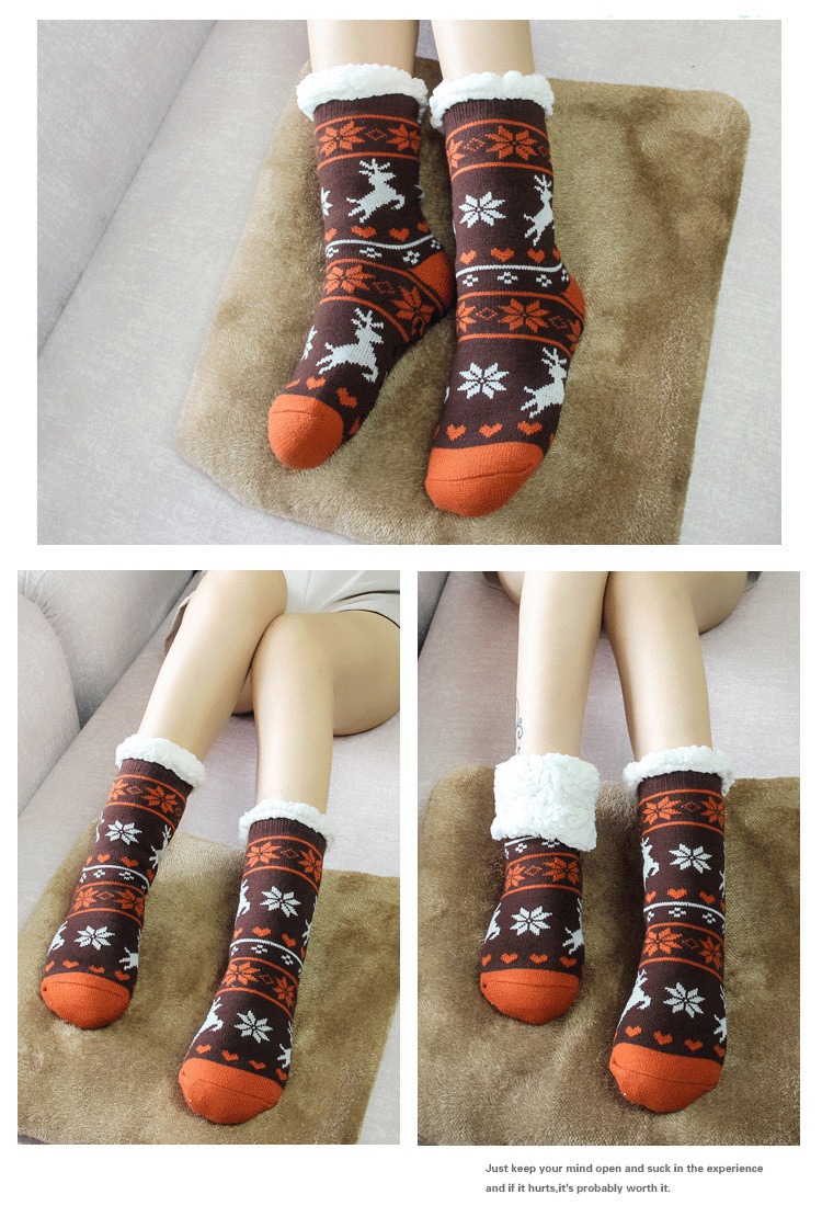 Kuschelige Weihnachtshaussocken – Plüschige, fleecegefütterte Anti-Rutsch-Socken für Damen und Herren_voghion.com