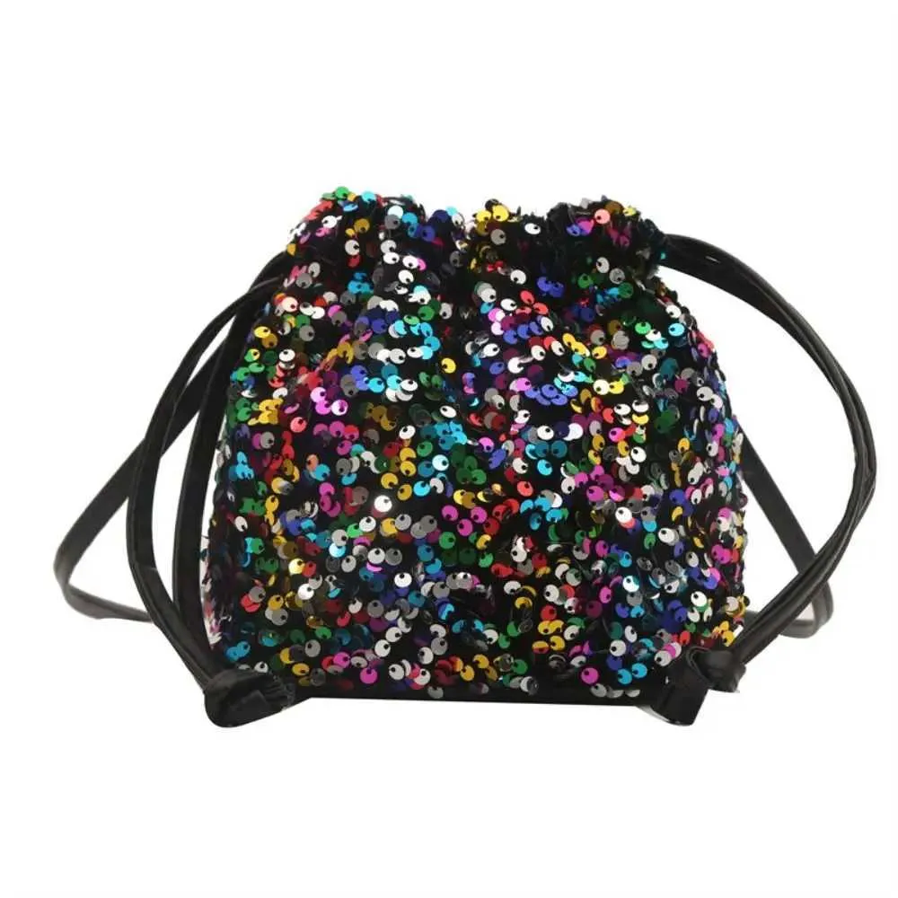 Mote Allsidig Sequin Shoulder Crossbody Trendy Enkel Kvinner Liten Håndveske Drstring Bucket Bag Party Wallet_voghion.com