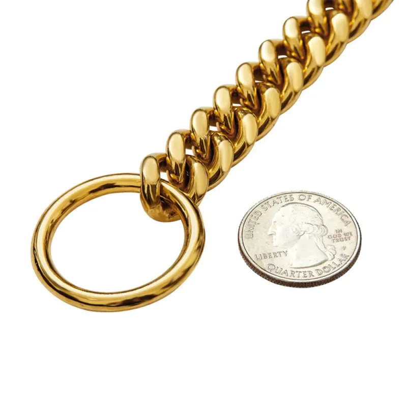 Guldhalsbånd 10 mm cubansk K-halskæde Heavy Duty Slip rustfrit stål Hunde-P-kæde til mellemstore og store hunde_voghion.com