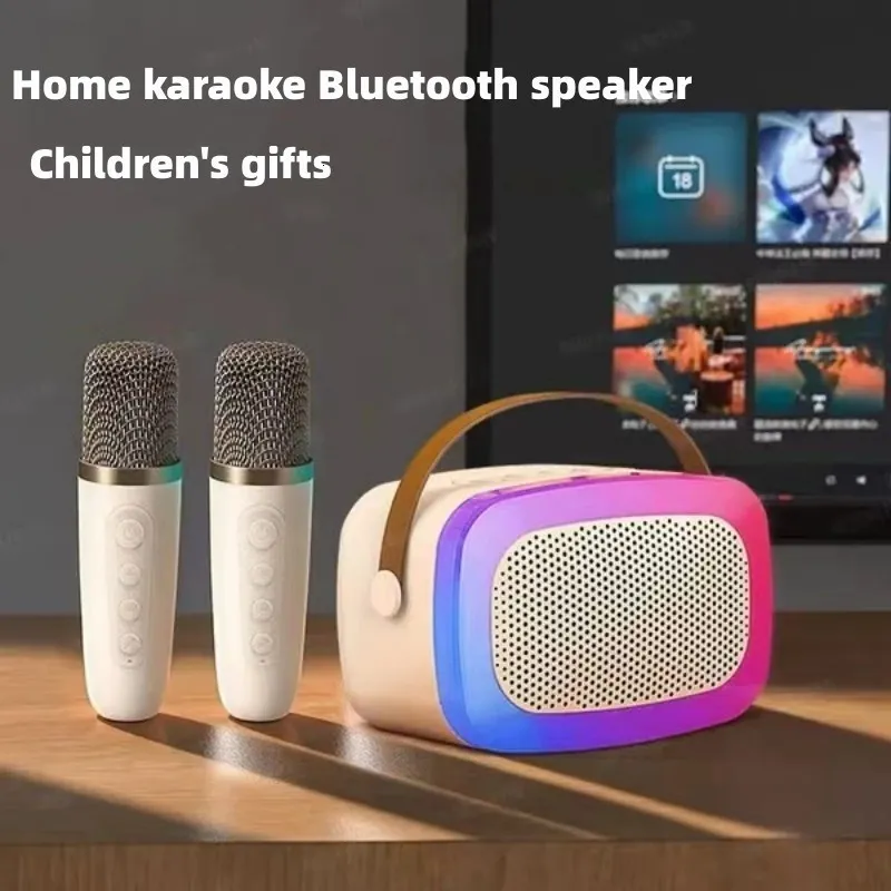 Microphones Mini Portable RGB Waterproof Children's Home Karaoke Speaker Subwoofer High Volume TWS Caixa De Som_voghion.com