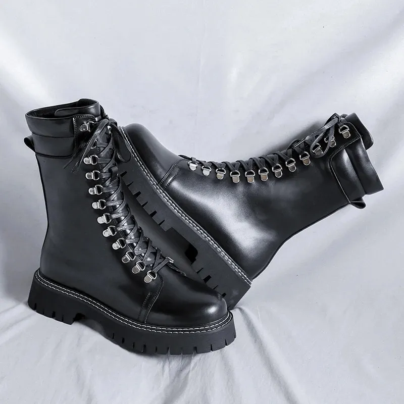 Stivali da lavoro antinfortunistici da uomo in vera pelle con plateau, da uomo, da arrampicata nel deserto, da trekking, alla caviglia, da combattimento, per esterni, 240620_voghion.com