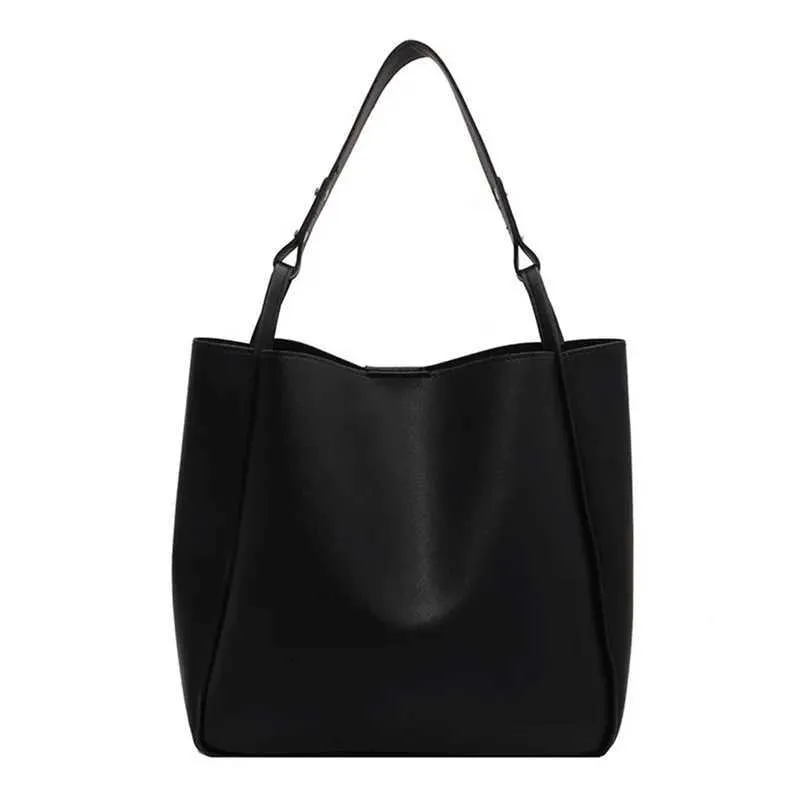 Elegant Bucket Bag For Women Solid Colour Shoulder Handbag Large_voghion.com
