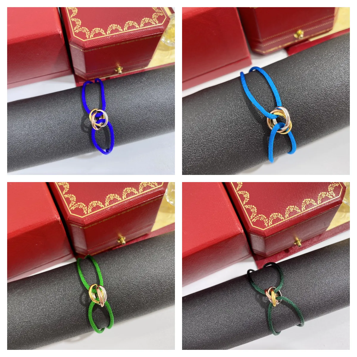 Triple Ring Cord Bracelet Luxury Adjustable Stainless Steel_voghion.com
