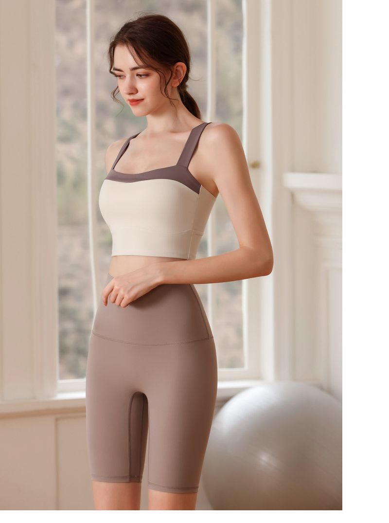Spring/Summer New Nude Contrast Sports Women's Breathable Quick Drying Fiess Tank Top With Hanging Straps And_voghion.com