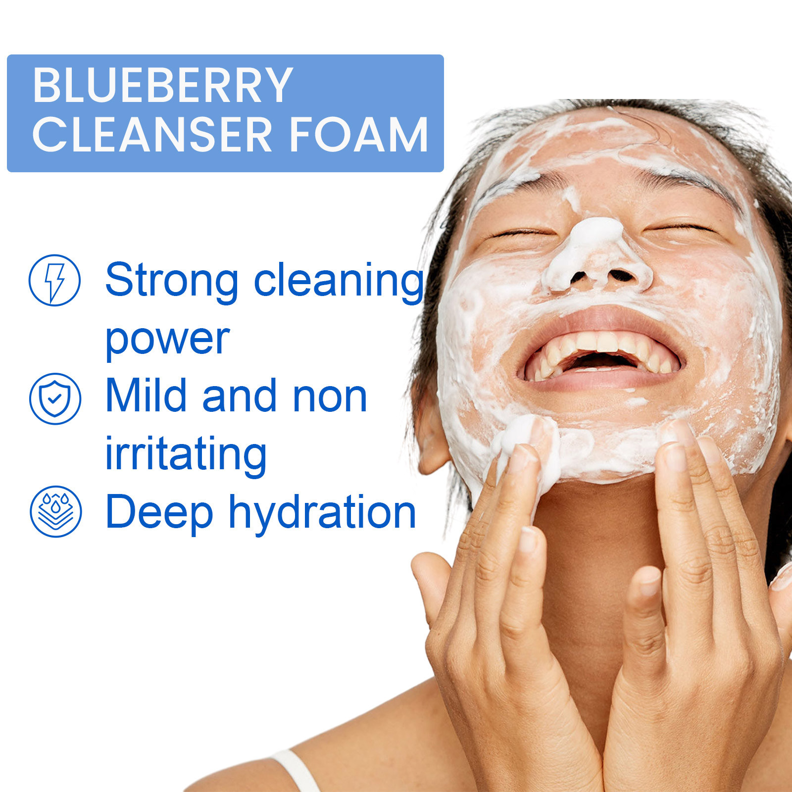 Hoygi Blueberry Schaumreiniger Reinigt das Gesicht mit zarter Textur, massiert und repariert dunkle Mitesser_voghion.com