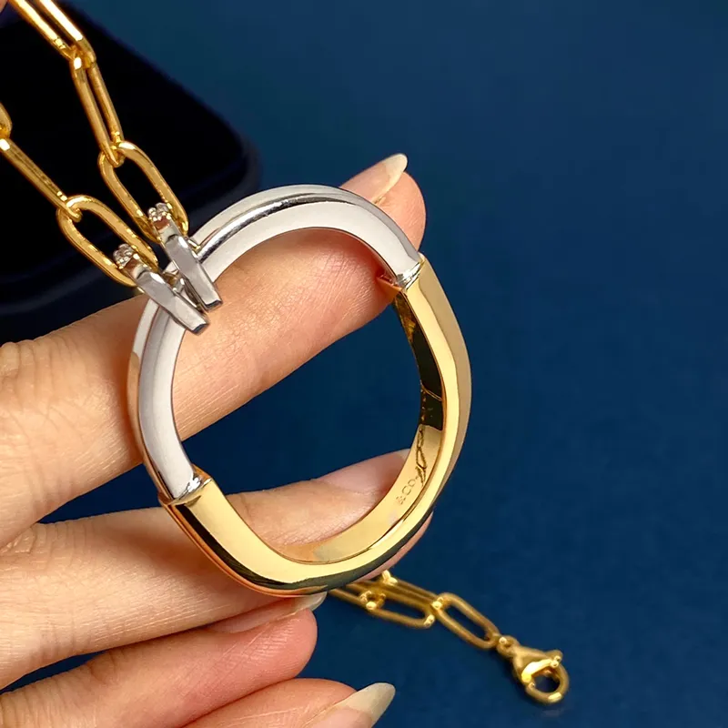 Klassische Schlosshalskette Halsketten Damen Gold Silber Geschenk für Freundin Hochzeiten Set mit Diamant Designer Schmuck_voghion.com