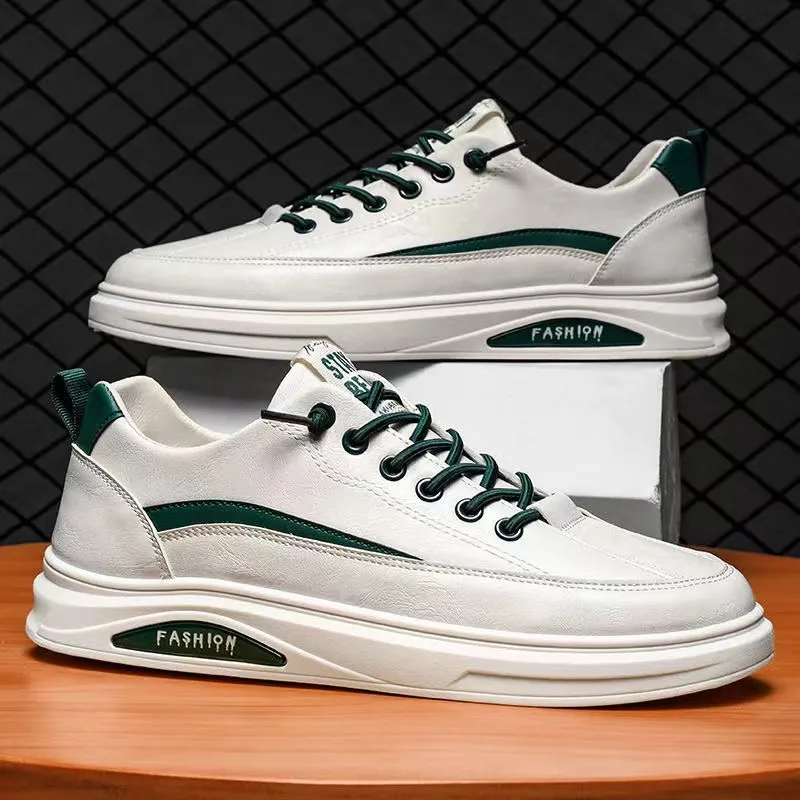 Herrenschuhe im neuen Frühjahr und Sommer 2023 mit atmungsaktiver weicher Sohle, lässig, weiß, trendig, zum Schnüren_voghion.com
