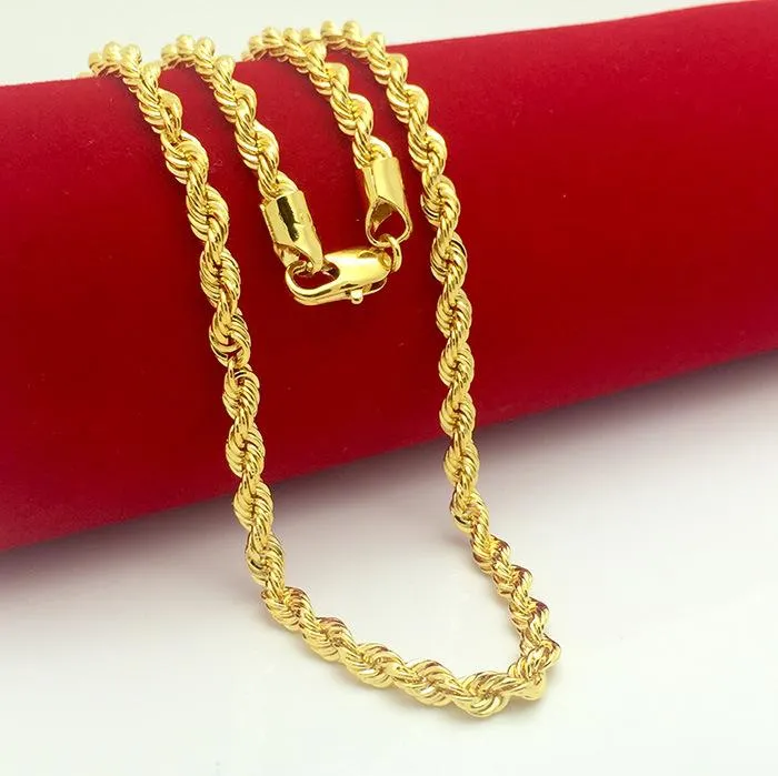 Kjeder Gullfylt Solid Twisted Chain Men Kvinner Smykker Mote Punk Style 5MM 6MM 7MM Full Størrelse For Your ChoiceKjeder_voghion.com