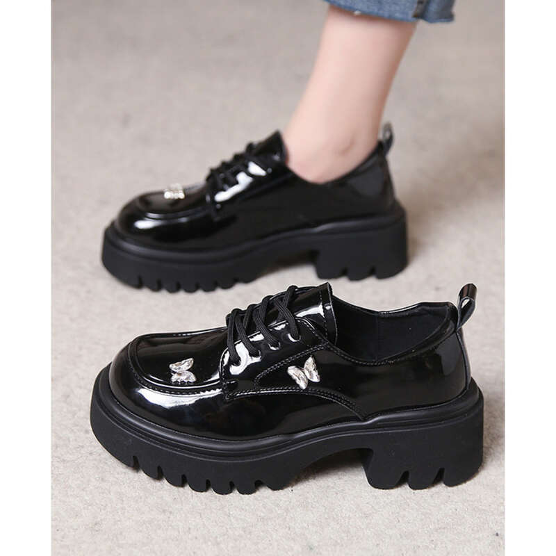 Chaussures décontractées en cuir pour femmes, petites et froides, style franco-britannique, semelle épaisse_voghion.com