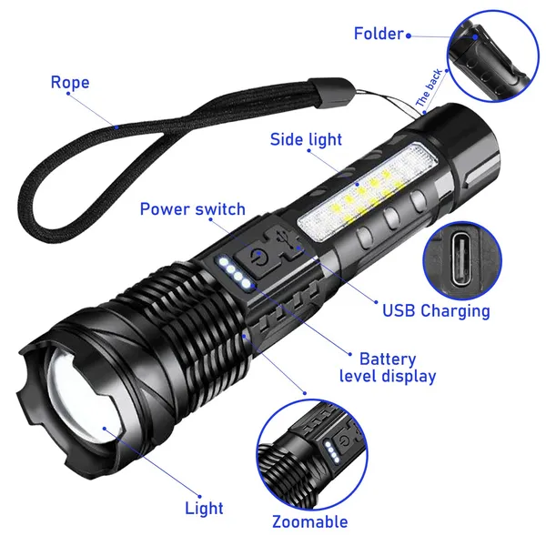 Super Bright Tactical Led Flashlight Zoomable And Waterproof_voghion.com