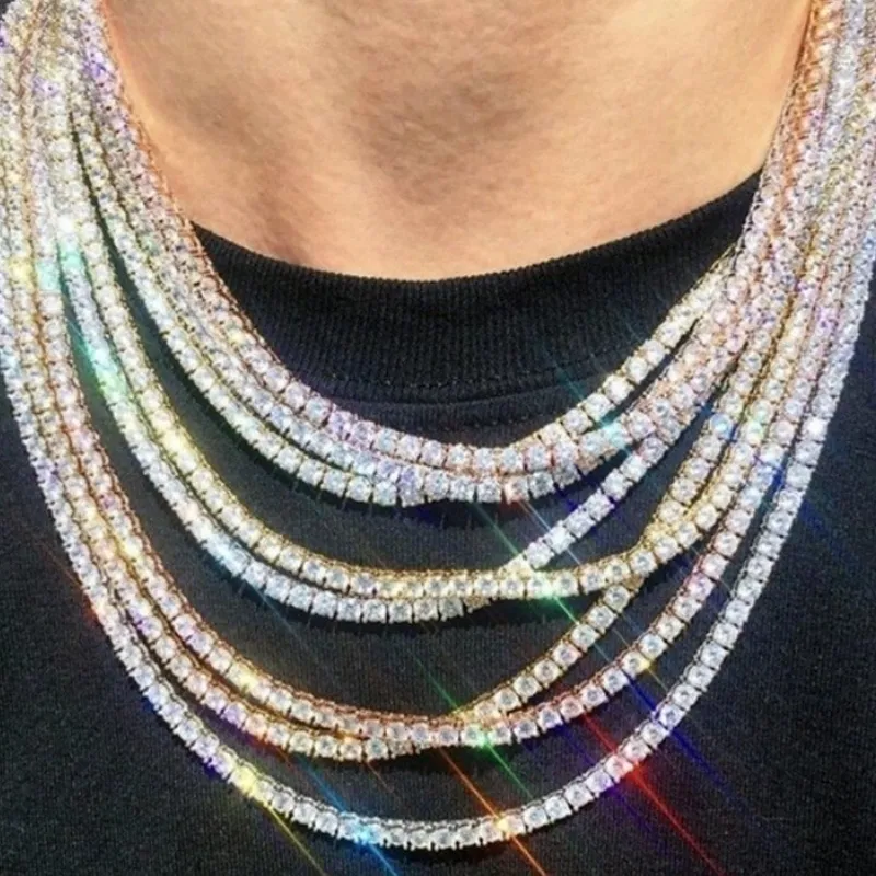 Verige za moške in ženske zlate kvadratne verižice ledeni diamanti hip hop ogrlica choker sier bling luksuzen nakit za_voghion.com