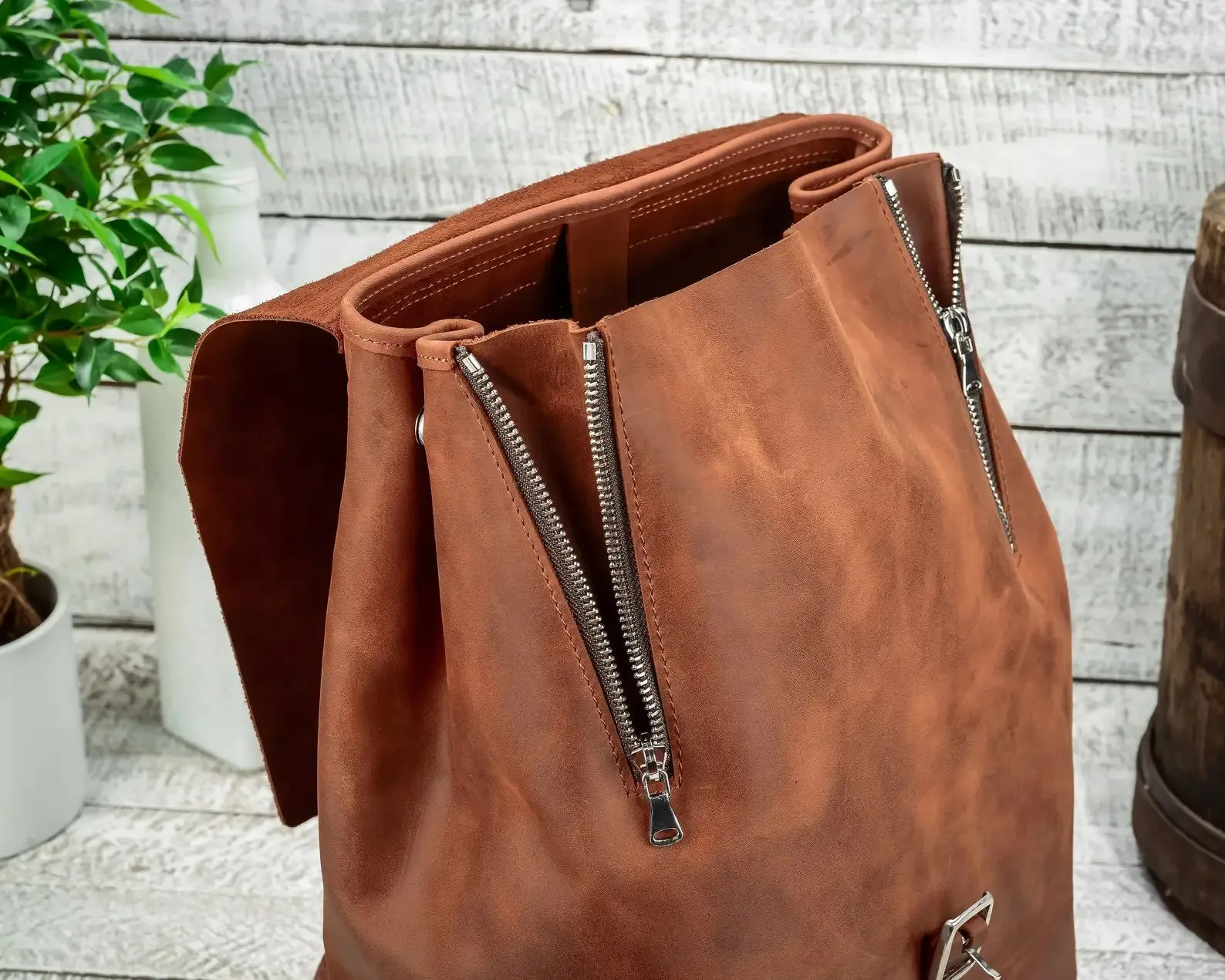 Vollnarbenleder Laptop Rucksack Für Damen Wandelbar_voghion.com