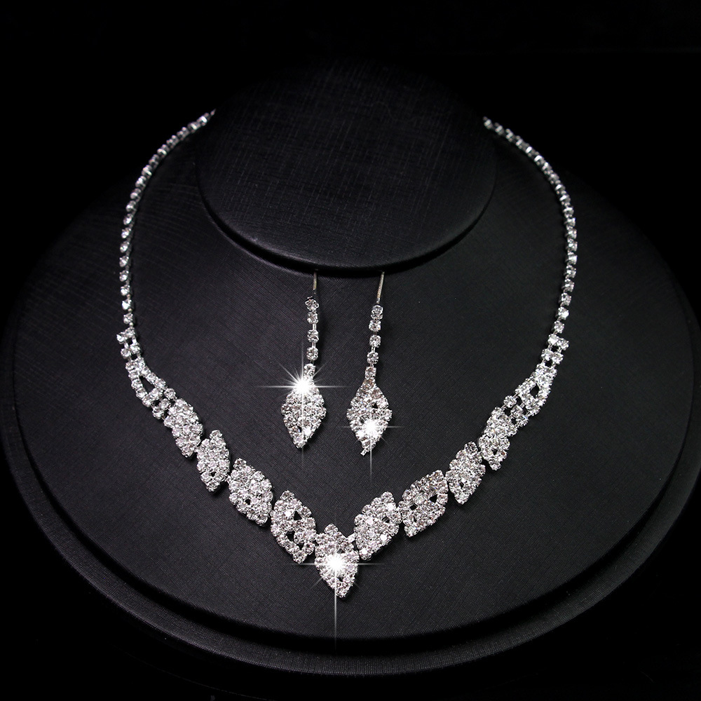 Set di gioielli da sposa in cristallo da 2 pezzi, collana con nappe e orecchini in strass, per donne e ragazze, per feste di ballo_voghion.com