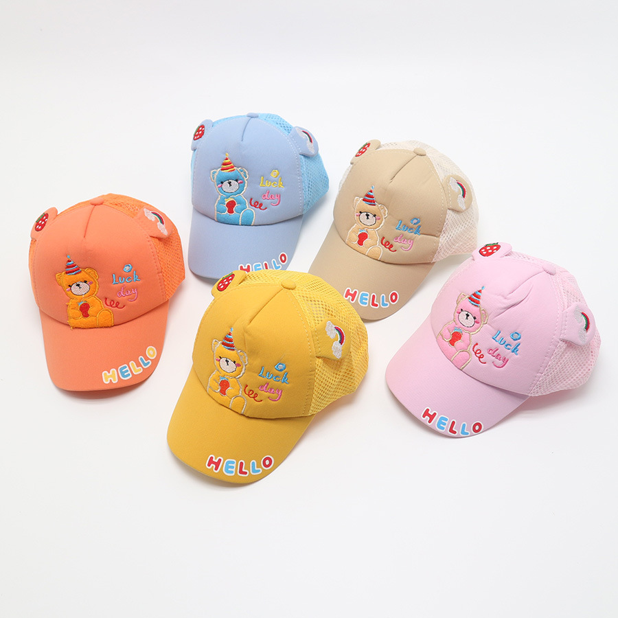 Berretto da baseball per bambini, berretto a rete, cappello estivo, cappello da sole, ragazzi e ragazze, parasole, simpatico cartone animato, protezione solare, protezione solare, orso_voghion.com