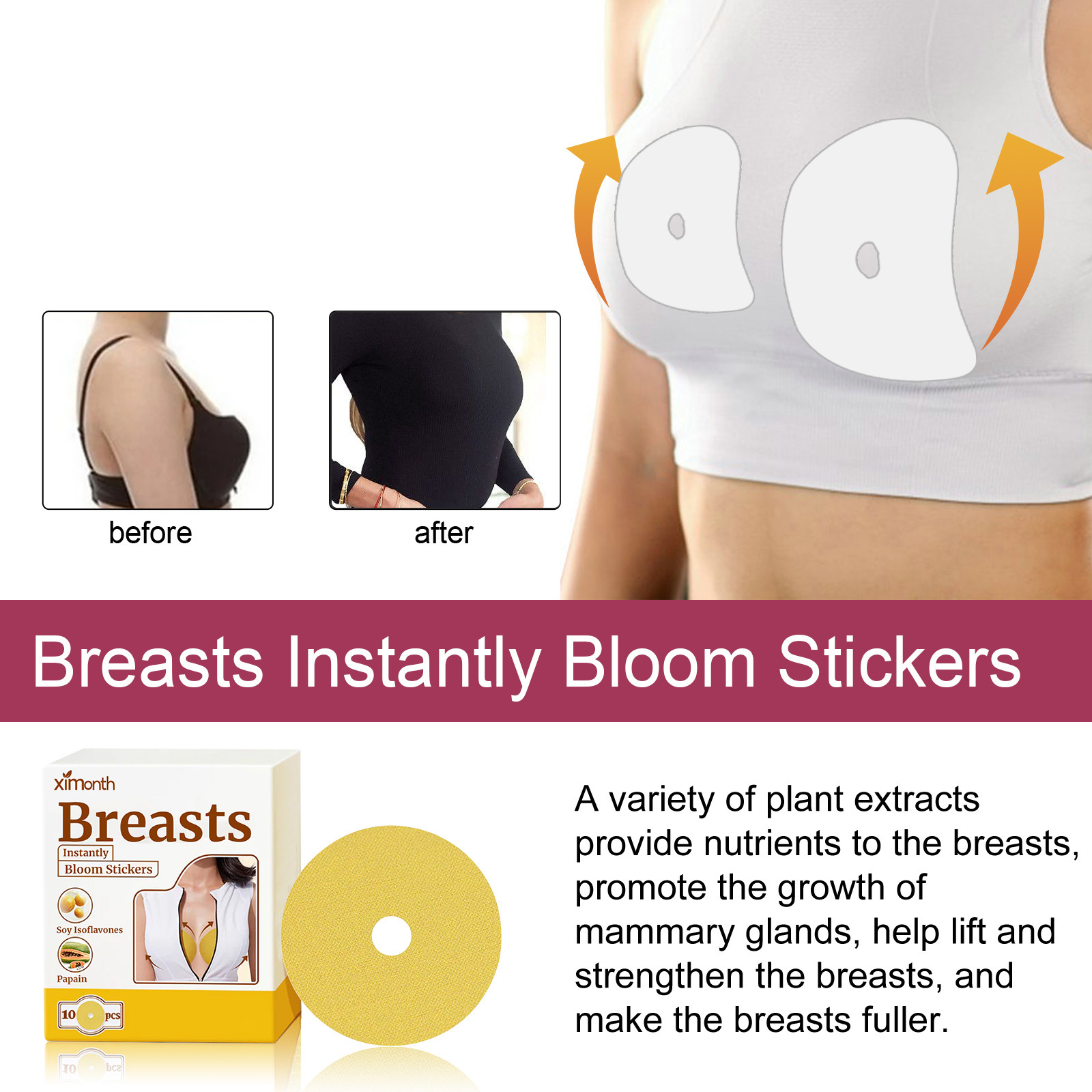 Toppa per il petto da donna Ximonth Breast, ricca, robusta, completa, anti-cedimento, traspirante e invisibile_voghion.com