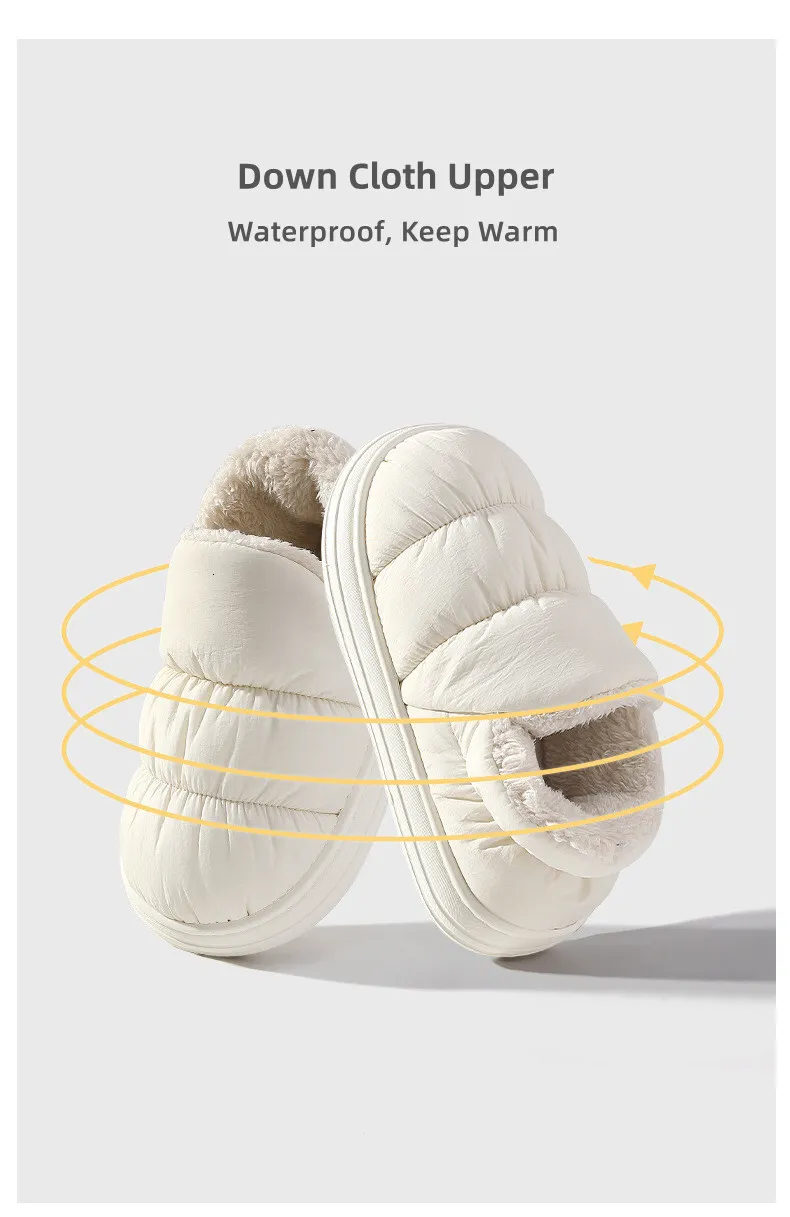 Pantoufles d'hiver chaudes pour hommes, chaussures décontractées antidérapantes à plateforme, chaussures plates pour la maison, imperméables, antidérapantes, intérieures et extérieures, en peluche épaisse pour femmes_voghion.com