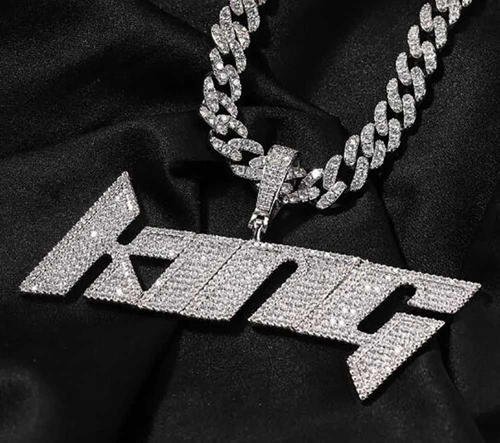 Custom Name Pendant Necklace For Men Women Iced Out Prong Setting Intitial Letter Diy Personalized Charms Trap Rapper_voghion.com