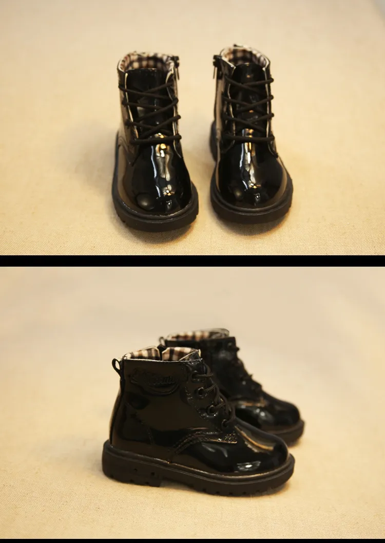 Botas de piel sintética antideslizantes para niño y niña, botines de otoño e invierno, talla 21_voghion.com