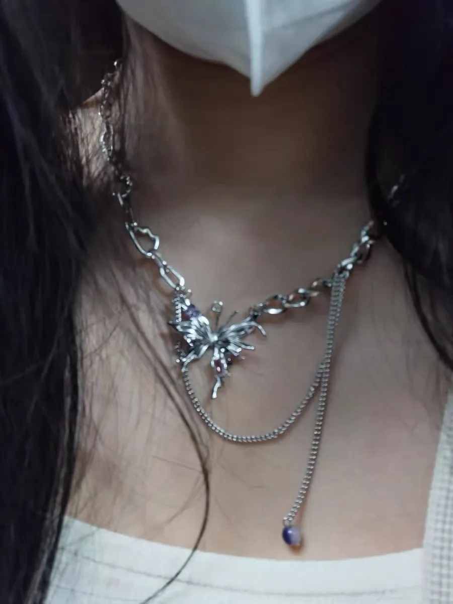 Colliers pendentifs doux mignon collier papillon exquis élégant animal insecte court tour de cou pour femmes bijoux Haruku_voghion.com