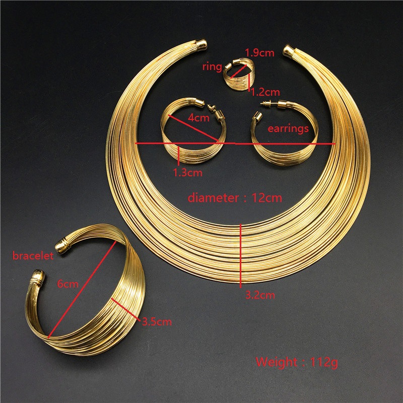 Set di collane da sposa punk gotiche, collare multifilo in lega, collana in quattro pezzi_voghion.com
