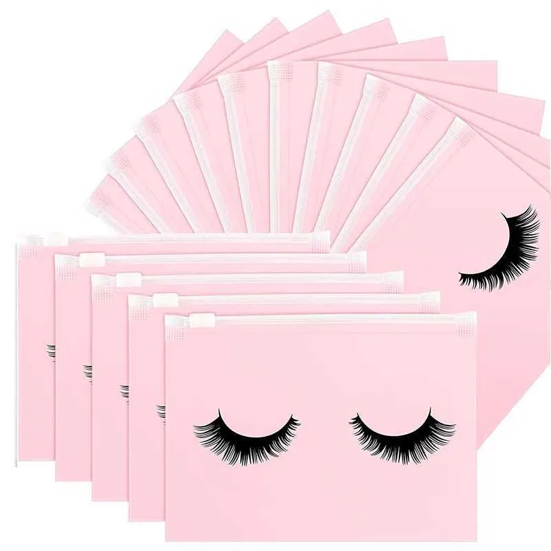 50 sacchetti per la cura delle ciglia riutilizzabili in EVA, da viaggio, in plastica, con cerniera, per il trucco Y241023_voghion.com