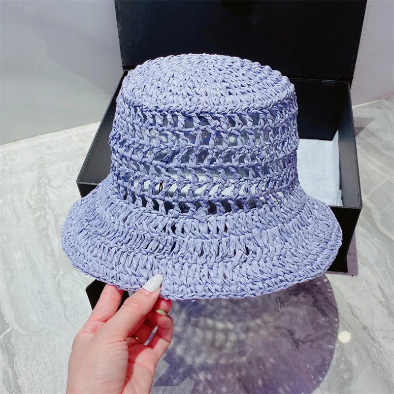 Lettera Paglia Designer Uomo Donna Cappello da pescatore Aderente Moda Tessuto a mano Cappello da sole Donna Estate All'aperto Spiaggia Cappelli Baseball_voghion.com