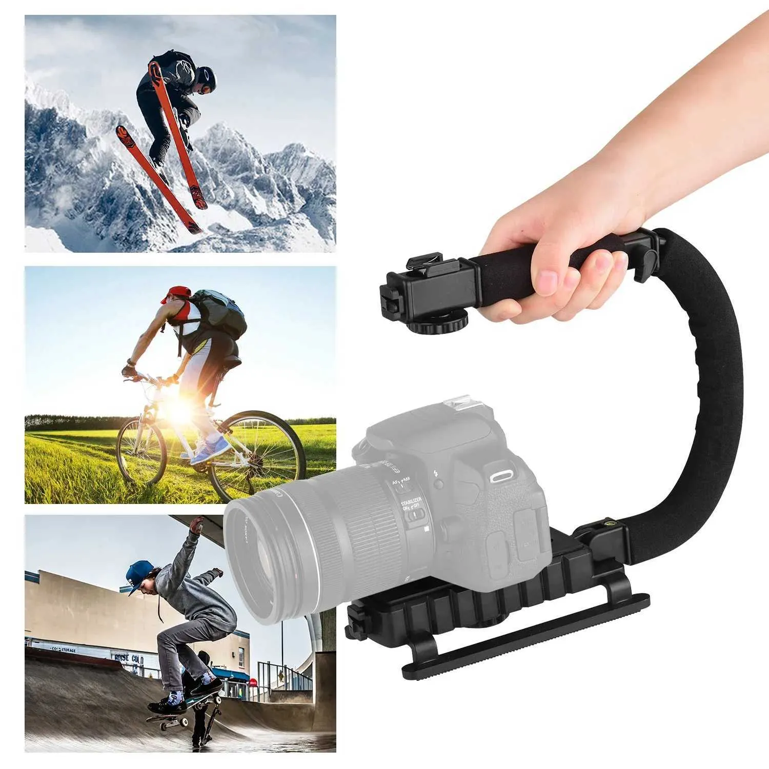 Action Stabilizer Grip Flash Bracket Holder Handle Professional Video Accessories For DSLR DV Camera Camcorder Smartphones CL24082_voghion.com