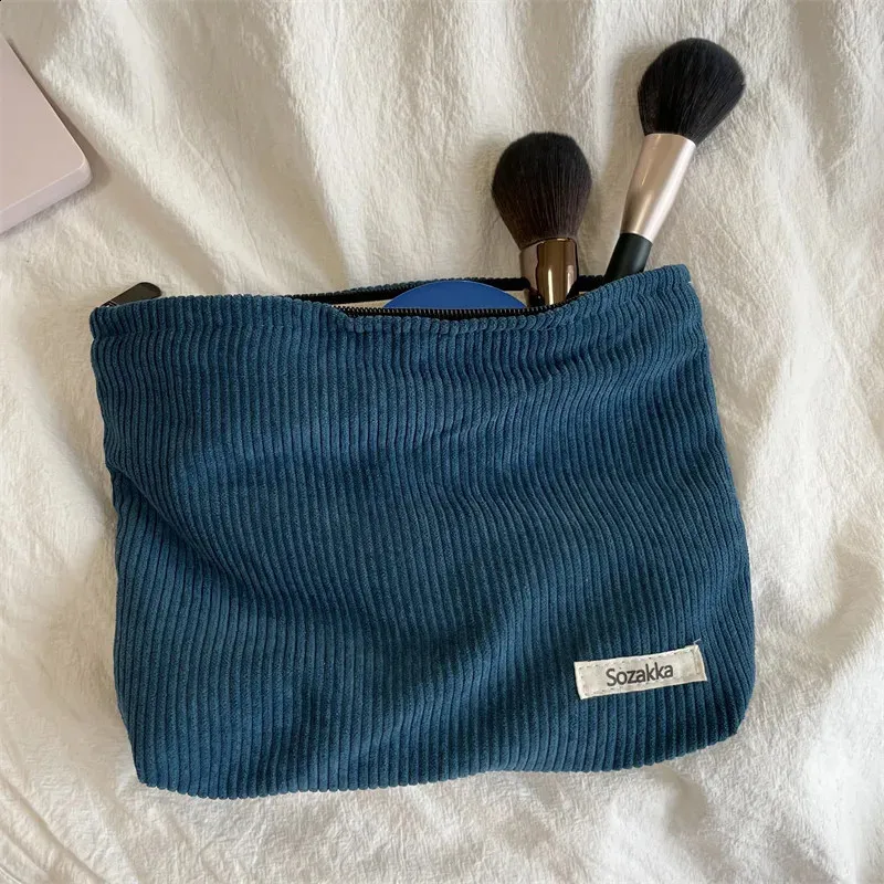 Große Kosmetiktasche aus Cordstoff für Damen, Reisetasche für Lippenstift, Organizer, Reißverschluss, Clutch, Handy-Geldbörse_voghion.com