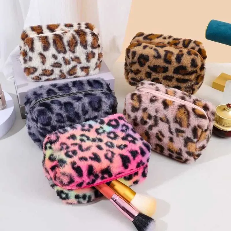 Leopardpels Blød Rejseorganisator Dame Makeuptaske Essentiel Håndtaske Y241023_voghion.com