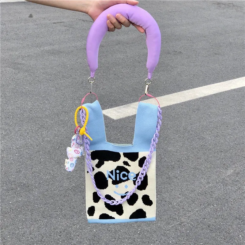 1Pc gebreide kleine verlengriem pols kleurrijke trekknoop tas schouderband Koreaanse mode tas hanger accessoires_voghion.com