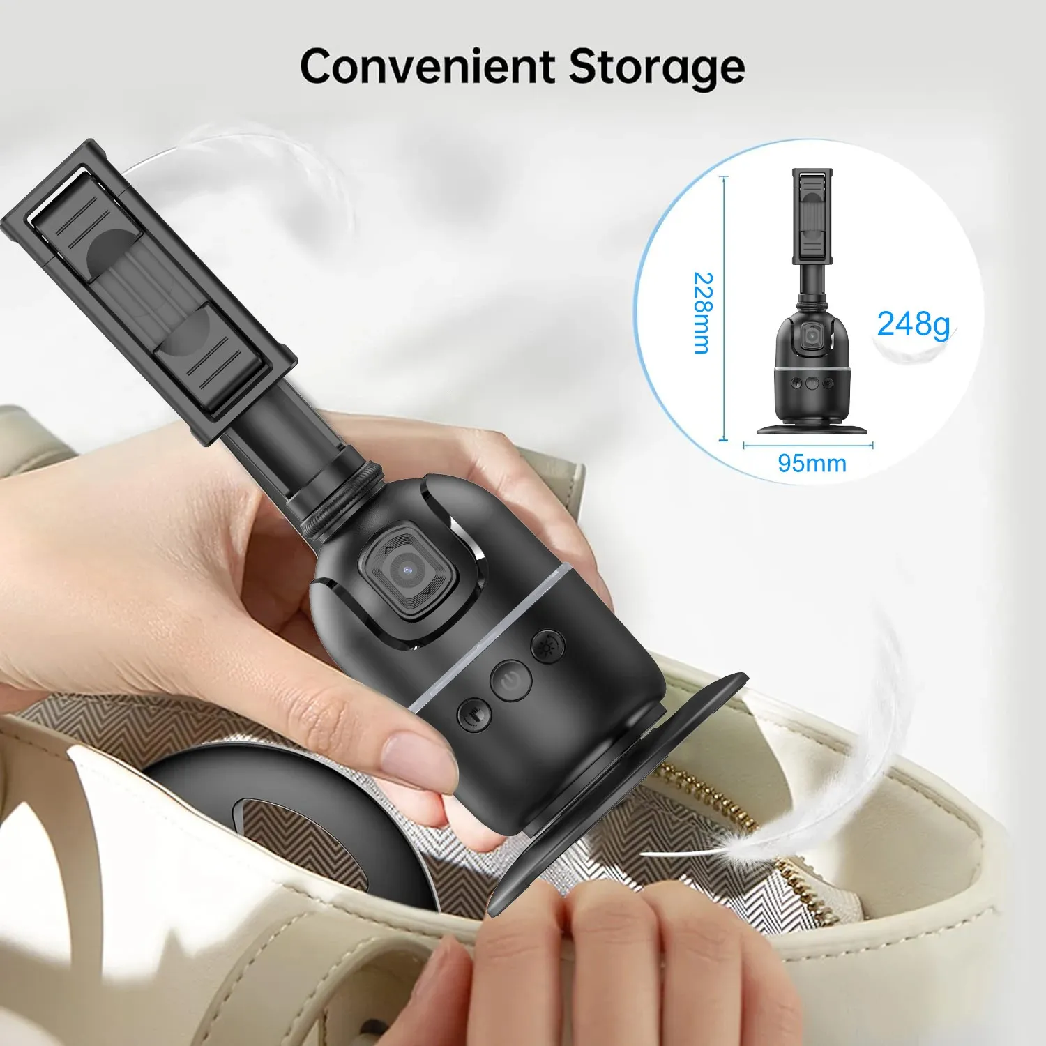 W O P03 Stabilizzatore Gimbal con tracciamento automatico del viso AI, treppiede per telefono cellulare, bastone per selfie portatile, supporto per riprese, controllo dei gesti_voghion.com