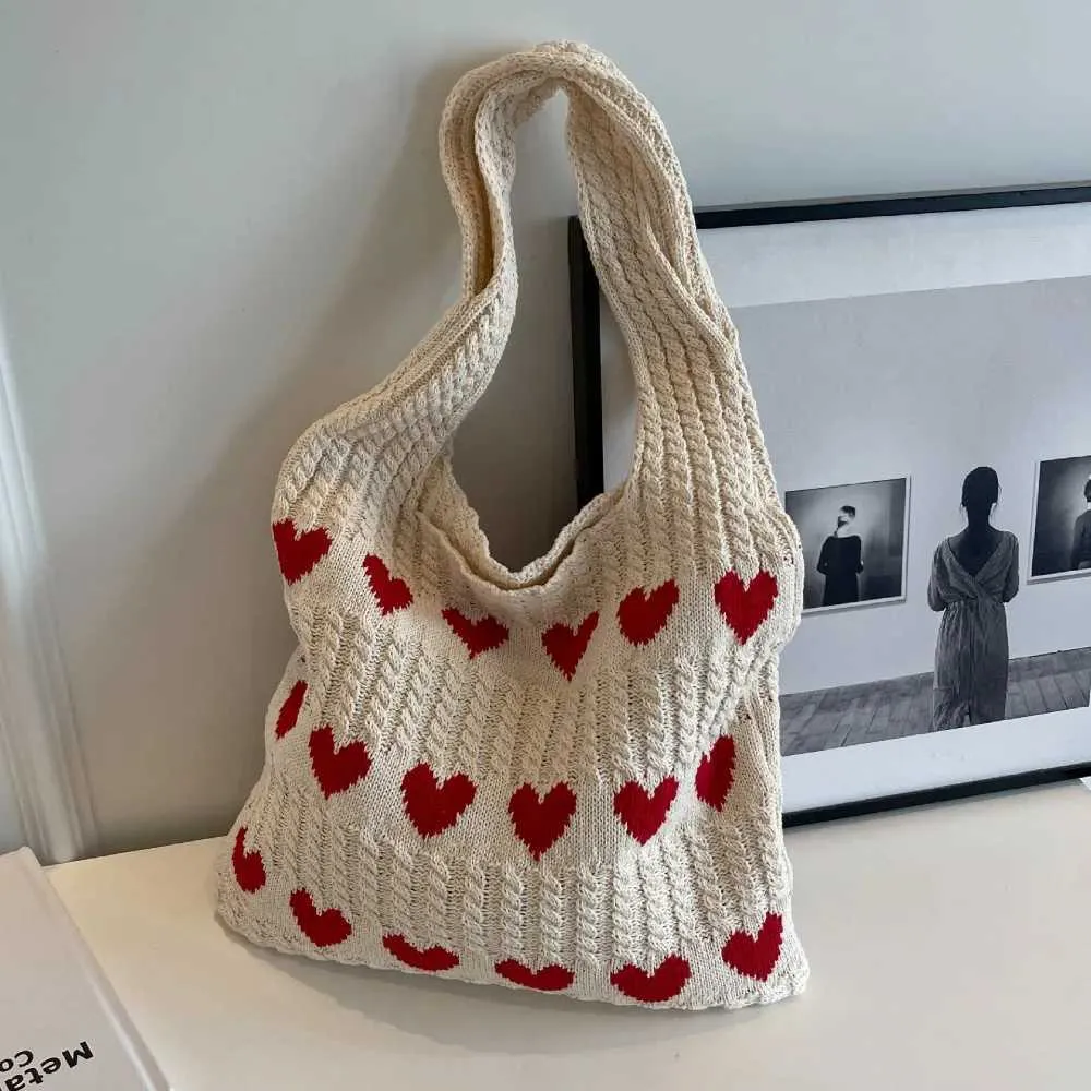 Knitted Fem large capacity handbag Wens autumn winter casual woven shopping bag Y241026_voghion.com