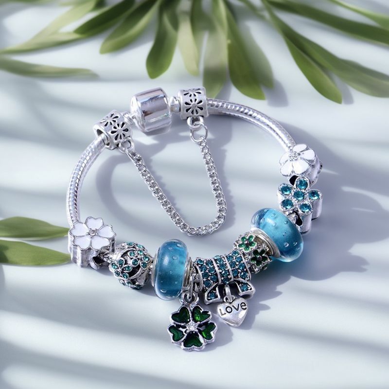 Bracciale charm in acciaio inossidabile con perline smaltate_voghion.com