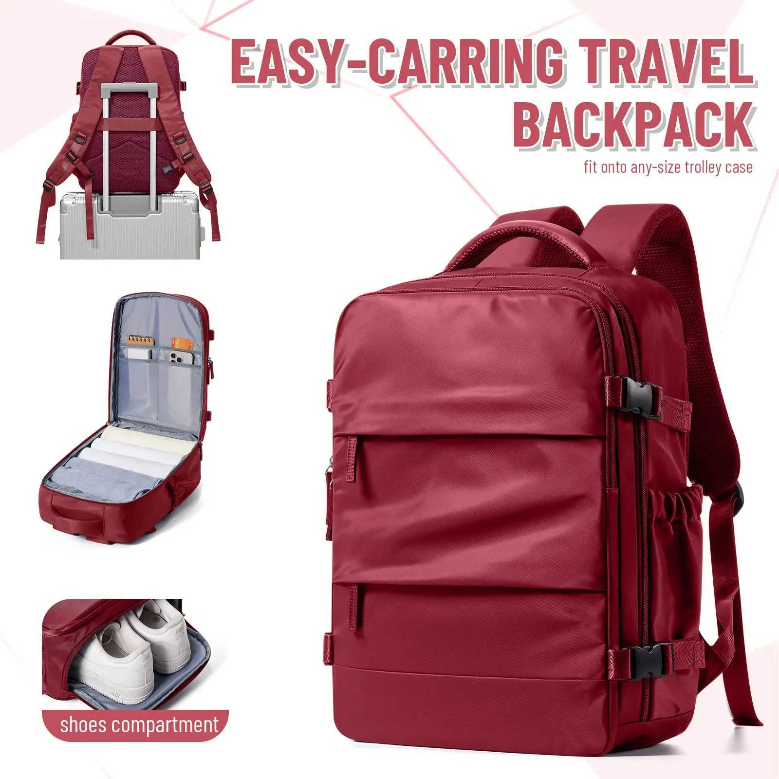 Zaino da viaggio per laptop, tempo libero, giorno, vacanza, solido, scuola, affari, aereo, bagaglio a mano, donna, uomo, zaino casual C241031_voghion.com