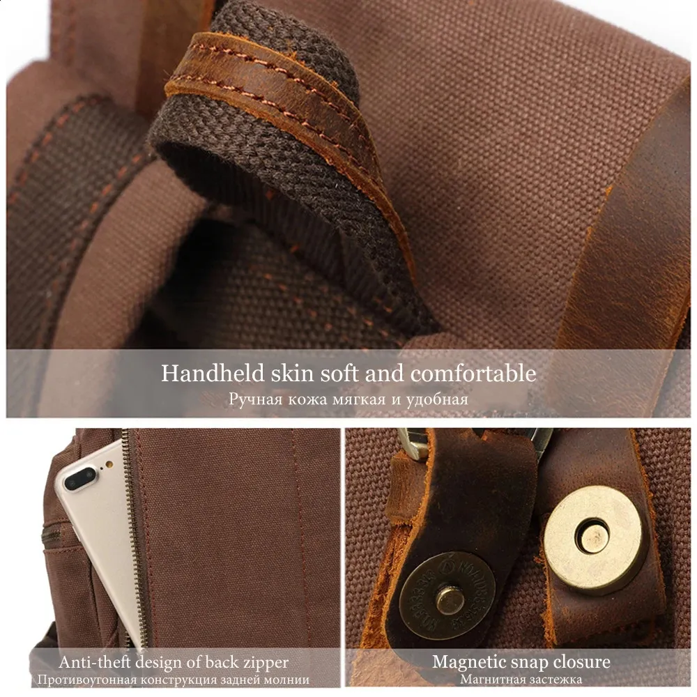 Fashion Vintage Canvas Backpack School Mens Bags Large Capacity Travel Laptop Retro Bag Drop 240730_voghion.com