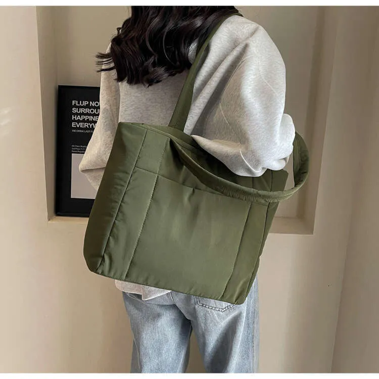 New Cotton Material Tote Bag Women College Students Canvas Bags Nylon Handbag_voghion.com