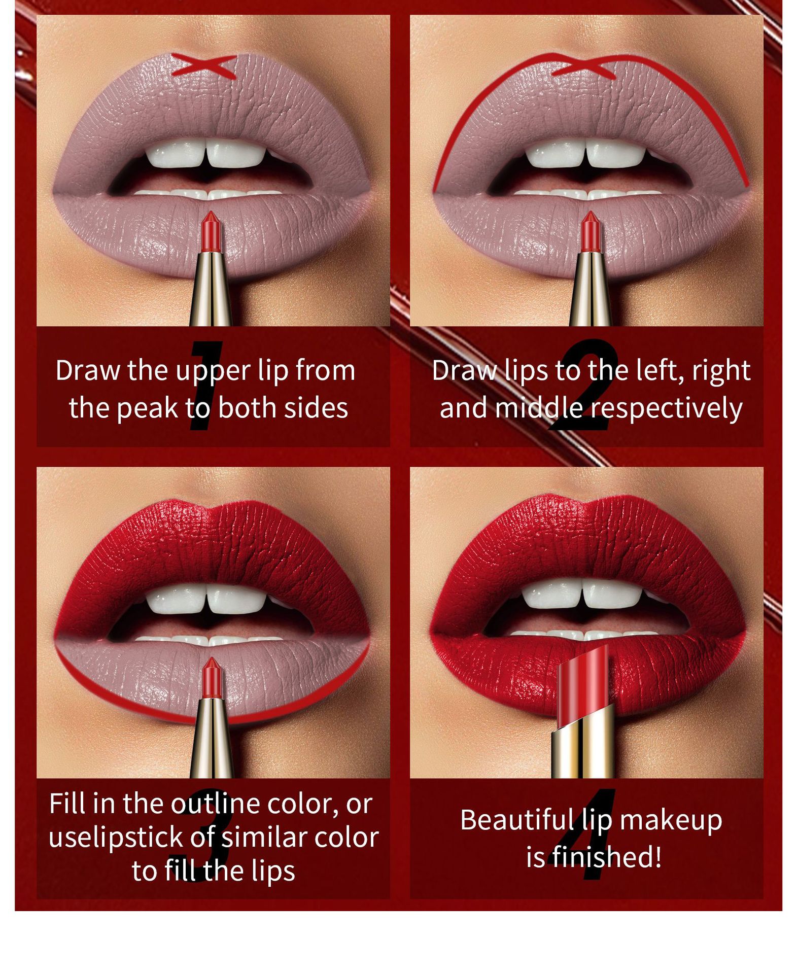 QIC lipliner lip makeup women are not easy to decolorize line hook double head rotary matte paint lipstick pen_voghion.com