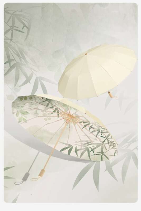 16 Bone Colored Rubber Dual-purpose Sunshade For Both Rain Light, Foldable High-end Feeling, Protection And UV_voghion.com