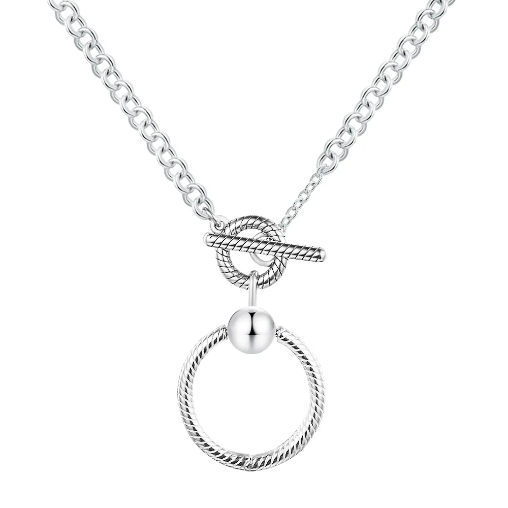 Chains Sier Sterling Jewelry Moments O Pendant T-bar Necklace For Women Gift Original Charm WholesaleChains Sidn22_voghion.com