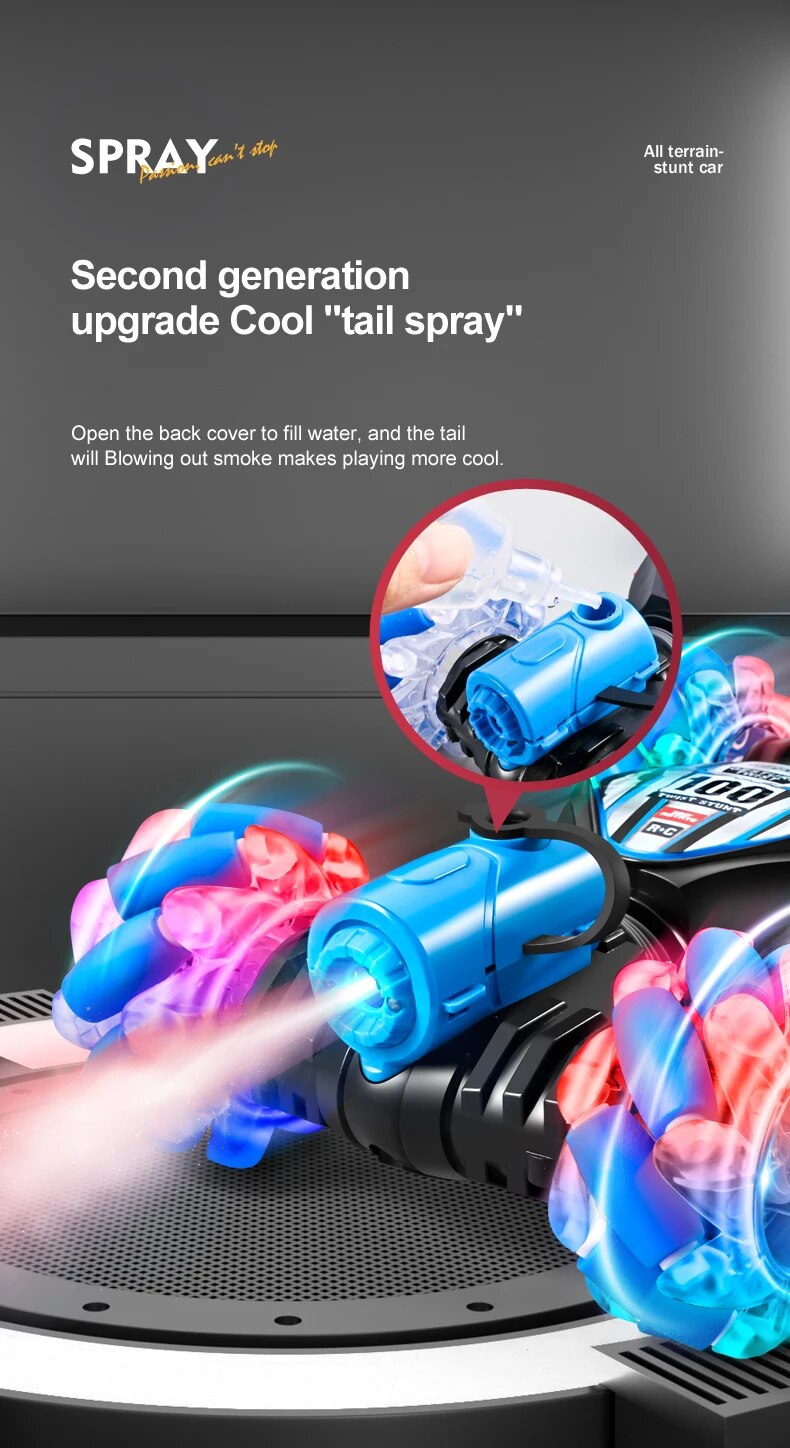 Coche acrobático Top Stunt Car 2.4G con control remoto, reloj RC con sensor de gestos, rotación LED, regalo electrónico para niños._voghion.com
