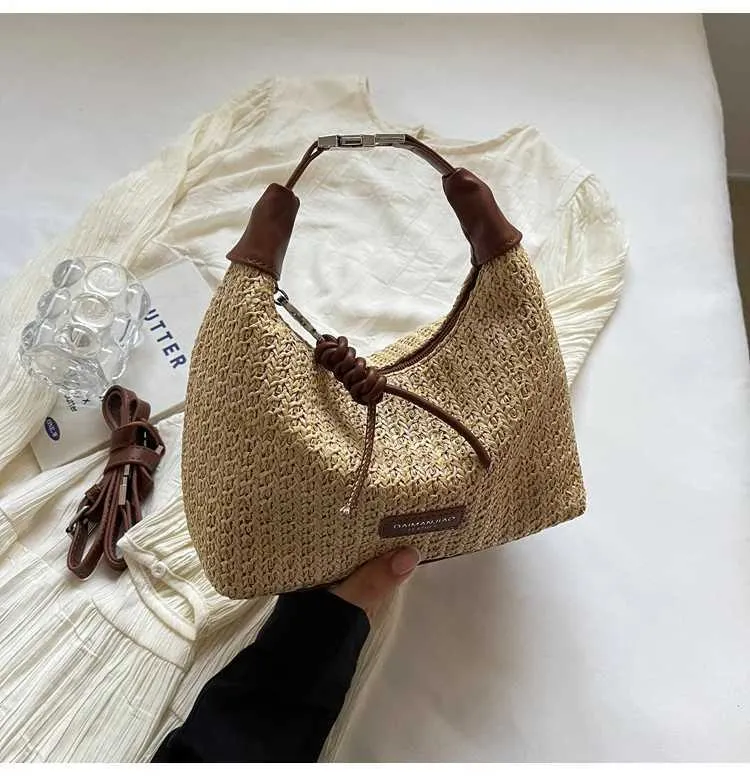 Borse da donna in tessuto testurizzato, borse a tracolla con colori a contrasto, grande capacità, versatili, per spostamenti ascellari_voghion.com