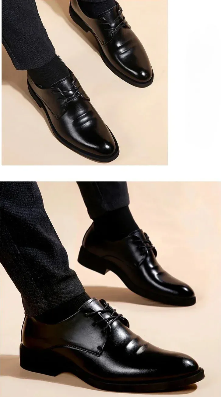 Klassiske herre dressko sorte elegante med spids snude_voghion.com