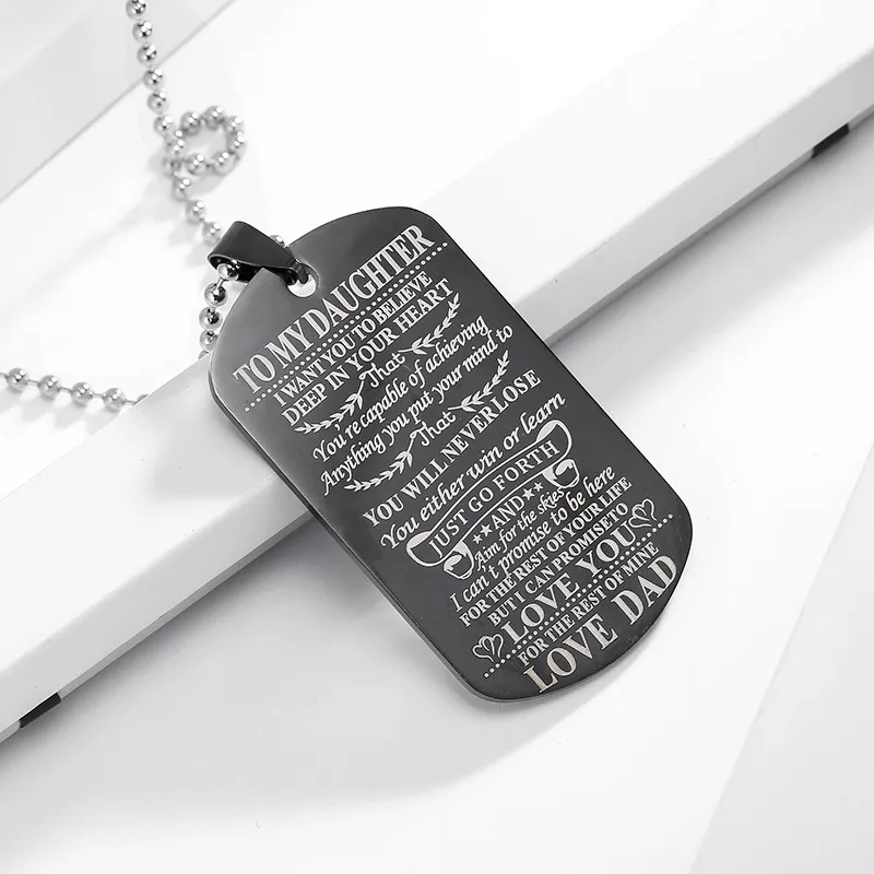 Colar com pingente de placa militar personalizado para filha_voghion.com